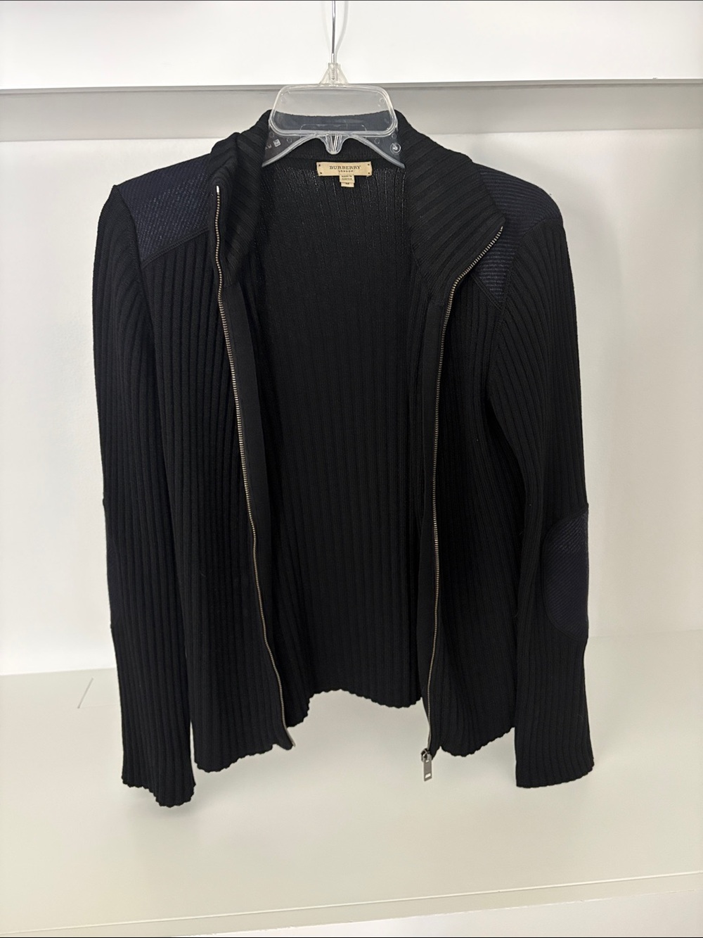 Burberry Black Ribbed Zip-Front Women's Jean Jacket